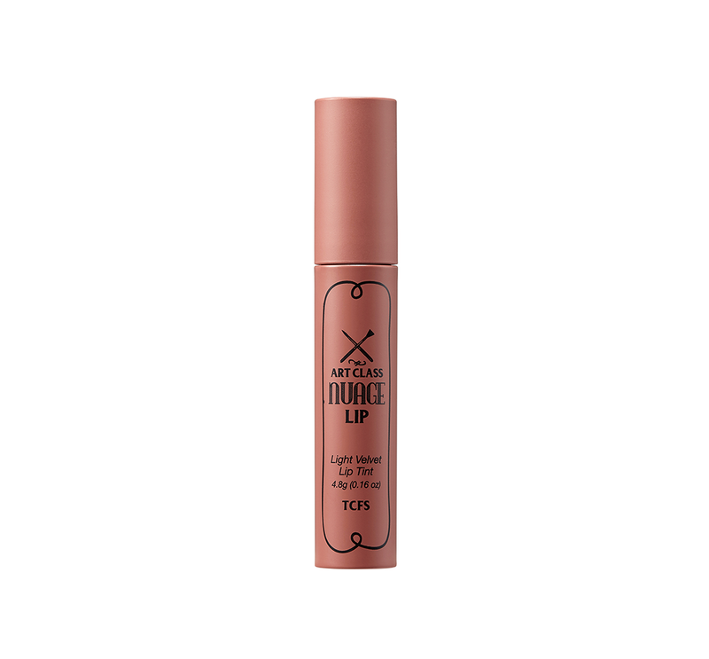 A soft-matte liquid lip stain in shades of natural nudes with soft-cloud texture.