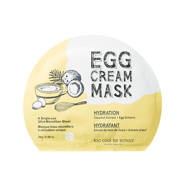 Too Cool For School Egg-ssential Skincare Mini Set is an essential 4-piece skincare travel-size set ($24 Value) comprised of a facial cleanser, a hydrating sheet mask, a firming moisturizer, and a hydrating body butter for a complete skincare regimen.